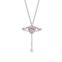 Load image into Gallery viewer, Cupid's Heart Love Necklace Shiny Zircon Angel Wings Love Pendant Alloy Necklace Clavicle Chain Female Jewelry Accessory
