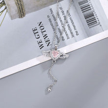 Load image into Gallery viewer, Cupid's Heart Love Necklace Shiny Zircon Angel Wings Love Pendant Alloy Necklace Clavicle Chain Female Jewelry Accessory
