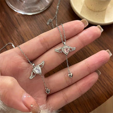 Load image into Gallery viewer, Cupid's Heart Love Necklace Shiny Zircon Angel Wings Love Pendant Alloy Necklace Clavicle Chain Female Jewelry Accessory
