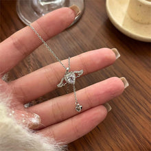 Load image into Gallery viewer, Cupid's Heart Love Necklace Shiny Zircon Angel Wings Love Pendant Alloy Necklace Clavicle Chain Female Jewelry Accessory
