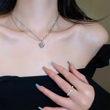 Load image into Gallery viewer, Heart Pendant Necklace Fashionable Creative Diamond Chain Splicing Necklace Clavicle Chain Jewelry Accessory
