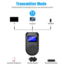 Load image into Gallery viewer, 3 in 1 Bluetooth-compatible 5.0 Transmitter and Receiver Wireless Bluetooth-compatible Adapter with Display Screen Low Latency
