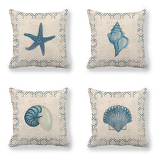 Load image into Gallery viewer, 18 x 18 Inch Throw Pillow Covers Sea Theme Square Cotton Linen Cushion Cover Pillow Case for Living Room Bed Indoors Home Decor
