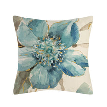 Load image into Gallery viewer, Blue Flower Throw Pillow Covers 18 x 18 Inch Cotton Linen Floral Cushion Cover Pillows Case for Living Room Indoors Home Decor
