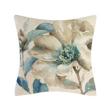 Load image into Gallery viewer, Blue Flower Throw Pillow Covers 18 x 18 Inch Cotton Linen Floral Cushion Cover Pillows Case for Living Room Indoors Home Decor
