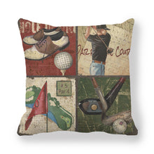 Load image into Gallery viewer, Retro Golf Course Style hrow Pillow Covers Square Cotton Linen Cushion Cover for Sofa Bedroom Car Home Decor18 x 18 Inch
