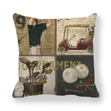 Load image into Gallery viewer, Retro Golf Course Style hrow Pillow Covers Square Cotton Linen Cushion Cover for Sofa Bedroom Car Home Decor18 x 18 Inch
