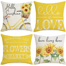 Load image into Gallery viewer, Set of 4 Love Flower Letters Throw Pillow Covers Cotton Linen Cushion Cover Pillowcase for Sofa Couch Home Decor 18 X 18 Inch
