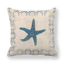 Load image into Gallery viewer, Throw Pillow Covers Sea Theme Square Cotton Linen Cushion Cover Pillow Case for Indoors Home Decor 18 x 18 Inch Set of 4
