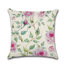 Load image into Gallery viewer, Set of 4 Colorful Flowers Throw Pillow Case Cotton Linen Cushion Cover Square Pillow Covers Sofa Home Decor 18x18 Inch
