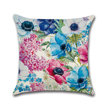 Load image into Gallery viewer, Set of 4 Colorful Flowers Throw Pillow Case Cotton Linen Cushion Cover Square Pillow Covers Sofa Home Decor 18x18 Inch
