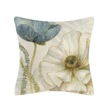 Load image into Gallery viewer, Set of 4 Blue Flower Throw Pillow Covers 18x18 Inch Square Pillowcase Cotton Linen Cushion Cases for Home Decor Sofa Car
