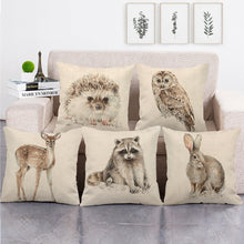 Load image into Gallery viewer, Grey Animal Style Throw Pillow Covers Pillows Cases Cotton Linen 18x18 Inch Square Cushion Cover for Sofa Bedroom Car Home Decor

