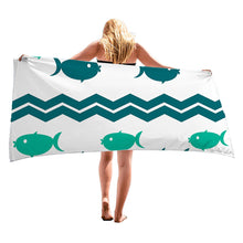 Load image into Gallery viewer, Green Stripe Super Absorbent Microfiber Beach Towels Quick Dry Towel for Adults Kids Pool Travel Camping Hiking 30 X 60 Inch
