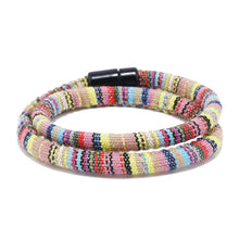 Load image into Gallery viewer, Unisex Bohemia Cloth Wrap Bracelet Magnetic Clasp Ethnic Boho Rope Fabric Bracelet
