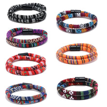 Load image into Gallery viewer, Unisex Bohemia Cloth Wrap Bracelet Magnetic Clasp Ethnic Boho Rope Fabric Bracelet
