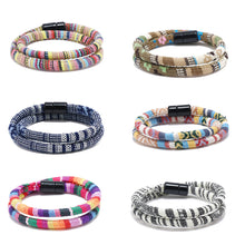 Load image into Gallery viewer, Unisex Bohemia Cloth Wrap Bracelet Magnetic Clasp Ethnic Boho Rope Fabric Bracelet
