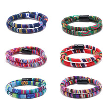 Load image into Gallery viewer, Unisex Bohemia Cloth Wrap Bracelet Magnetic Clasp Ethnic Boho Rope Fabric Bracelet
