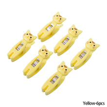 Load image into Gallery viewer, 6pcs/pack Multiple-function Cartoon Cat Clips Food Sealing Clips Snack Bag Clamps Household Decoration Clips Socks Hanging Clips
