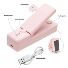 Load image into Gallery viewer, USB Charging Sealing Machine 2 In 1 Mini Heat Sealer Portable Handheld Sealing Machine Food Snack Plastic Storage Bag Rechargeable Sealer Packing Bag
