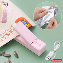 Load image into Gallery viewer, USB Charging Sealing Machine 2 In 1 Mini Heat Sealer Portable Handheld Sealing Machine Food Snack Plastic Storage Bag Rechargeable Sealer Packing Bag
