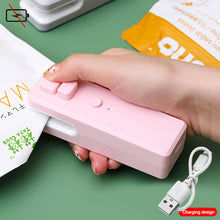 Load image into Gallery viewer, USB Charging 2 In 1 Mini Heat Sealer Portable Handheld Sealing Machine Food Snack Plastic Storage Bag Rechargeable Sealer Packing Bag
