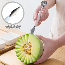 Load image into Gallery viewer, Double-Head Stainless Steel Fruit Platter Ball Digger Sawtooth Carving Knife Watermelon Ball Scoop Spoon Kitchen Fruit Carving Tool
