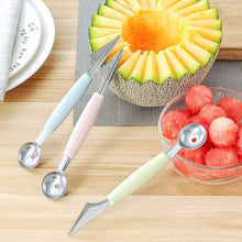 Load image into Gallery viewer, Double-Head Stainless Steel Fruit Platter Ball Digger Sawtooth Carving Knife Watermelon Ball Scoop Spoon Kitchen Fruit Carving Tool

