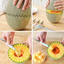 Load image into Gallery viewer, Double-Head Stainless Steel Fruit Platter Ball Digger Sawtooth Carving Knife Watermelon Ball Scoop Spoon Kitchen Fruit Carving Tool

