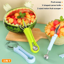 Load image into Gallery viewer, 3 In 1 Watermelon Slicer Cutter Scoop Fruit Carving Knife Cutter Fruit Platter Fruit Dig Pulp Separator Kitchen Gadgets Accessories
