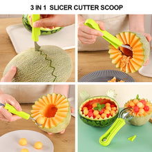 Load image into Gallery viewer, 3 In 1 Watermelon Slicer Cutter Scoop Fruit Carving Knife Cutter Fruit Platter Fruit Dig Pulp Separator Kitchen Gadgets Accessories
