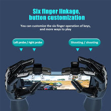 Load image into Gallery viewer, Six Finger Control Gamepad Trigger For Pubg Controller Mobile Phone Gamepad Joystick Aim Shooting L1 R1 Alloy Key Button
