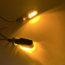Load image into Gallery viewer, Motorcycle Indicators Mini LED Turn Signal Light 3Leds Flasher Amber Signal Lamp Blinker Black/Chrome Flashers Amber Color for Yamaha Kawasaki Cafe Racer
