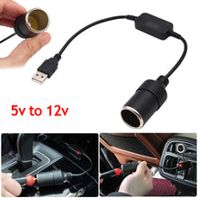 Load image into Gallery viewer, USB 5V To 12V Car Cigarette Lighter Socket Converter Adapter Wired Controller Plug Connector Adapter Auto Interior Accessories
