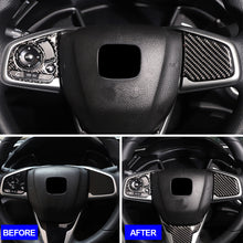 Load image into Gallery viewer, 2Pcs Car Carbon Fiber Styling Steering Wheel Real Panel Cover Trim For Honda Civic 10th Gen 2016 - 2019
