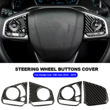 Load image into Gallery viewer, 2Pcs Car Carbon Fiber Styling Steering Wheel Real Panel Cover Trim For Honda Civic 10th Gen 2016 - 2019
