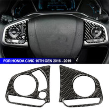 Load image into Gallery viewer, 2Pcs Car Carbon Fiber Styling Steering Wheel Real Panel Cover Trim For Honda Civic 10th Gen 2016 - 2019
