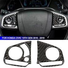 Load image into Gallery viewer, 2Pcs Car Carbon Fiber Styling Steering Wheel Real Panel Cover Trim For Honda Civic 10th Gen 2016 - 2019
