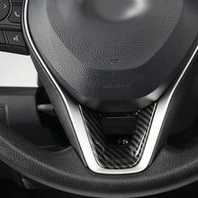 Load image into Gallery viewer, Carbon Fiber Car Interior Decoration Steering Wheel Panel Sequins Cover Bottom Trim Sticker ABS Fit for Toyota RAV4 Corolla 2019-2021
