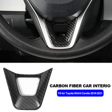 Load image into Gallery viewer, Carbon Fiber Car Interior Decoration Steering Wheel Panel Sequins Cover Bottom Trim Sticker ABS Fit for Toyota RAV4 Corolla 2019-2021
