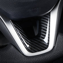 Load image into Gallery viewer, Carbon Fiber Car Interior Decoration Steering Wheel Panel Sequins Cover Bottom Trim Sticker ABS Fit for Toyota RAV4 Corolla 2019-2021
