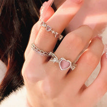 Load image into Gallery viewer, Pink Diamond Love Ring Couple Ring Opening Adjustable Index Finger Ring Female Tail Ring
