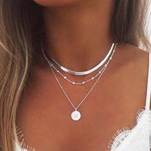 Load image into Gallery viewer, Trendy Stacked Lotus Pendant Necklace with Three Layers of Fashionable Alloy Women Choker Female Jewelry Accessories
