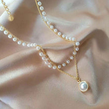 Load image into Gallery viewer, Double Layer Pearl Pendant Necklace for Women with Simple and Elegant Temperament Female Choker Jewelry Accessories
