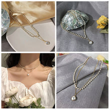 Load image into Gallery viewer, Double Layer Pearl Pendant Necklace for Women with Simple and Elegant Temperament Female Choker Jewelry Accessories
