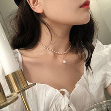 Load image into Gallery viewer, Double Layer Pearl Pendant Necklace for Women with Simple and Elegant Temperament Female Choker Jewelry Accessories
