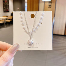 Load image into Gallery viewer, Double Layer Pearl Pendant Necklace for Women with Simple and Elegant Temperament Female Choker Jewelry Accessories
