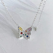 Load image into Gallery viewer, Creative Colorful Silver Butterfly Necklace Colorful Rhinestone Summer Collar Chain Women Jewelry Accessories
