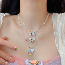 Load image into Gallery viewer, Creative Colorful Silver Butterfly Necklace Colorful Rhinestone Summer Collar Chain Women Jewelry Accessories
