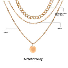 Load image into Gallery viewer, Three Layer Coin Pendant Alloy Chain Collarbone Chain Creative Retro Simple Gold Multi-layer Necklace Choker Women Jewelry
